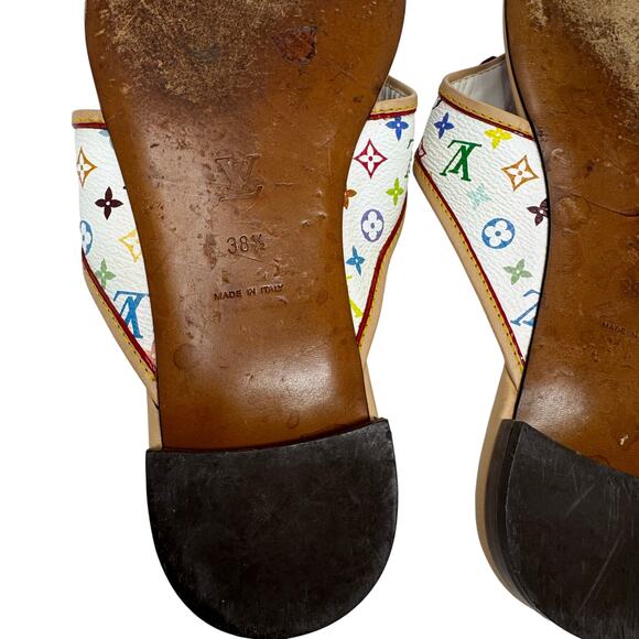 Louis Vuitton Murakami Multicolor Monogram Bow Sandals Pink Insole 38.5 - Picture 13 of 13